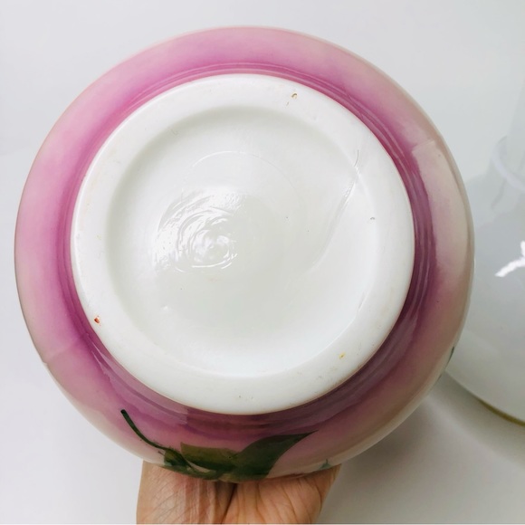 RARE Vintage EAGLE Kerosene Table Oil Lamp Daisy Floral Hand painted Porcelain - Picture 10 of 16